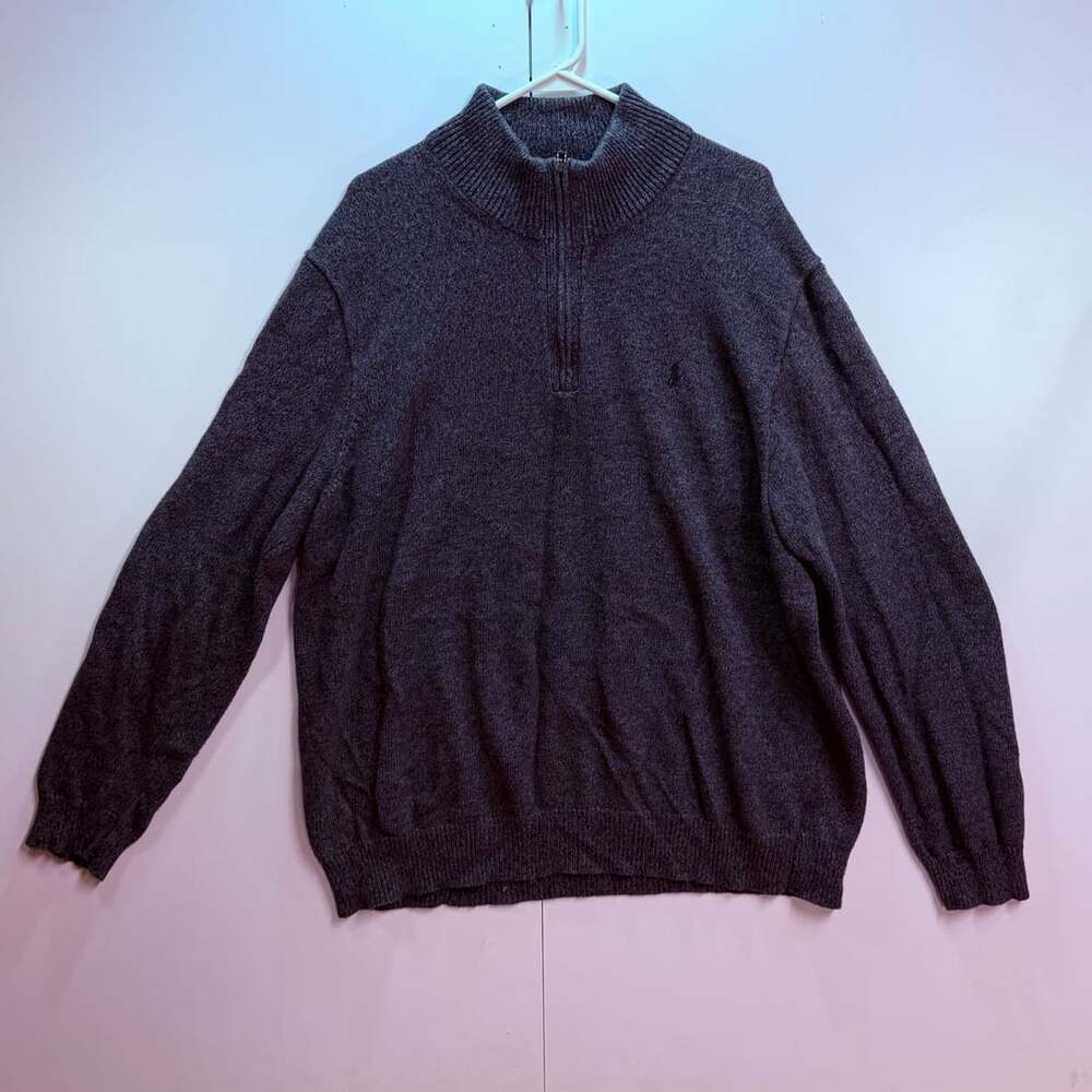 Polo Ralph Lauren Men's Dark Gray Cotton Knit 1/4 Zip Pullover Sweater Size 2LT